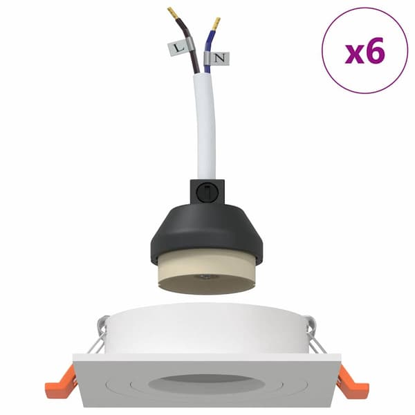 vidaXL Spotlight 6 pcs Vit 9 x 9 x 2 cm Aluminium