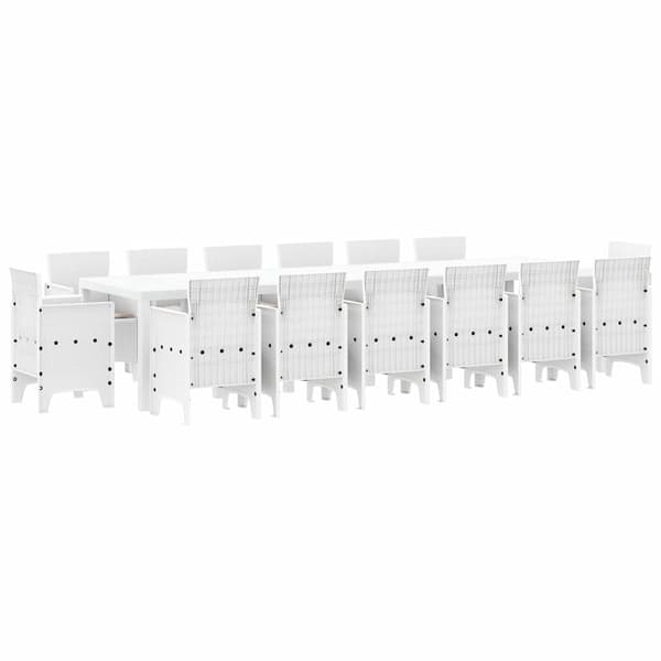 vidaXL Trädgårdsmöbelset 15 pcs Vit Polt rotting