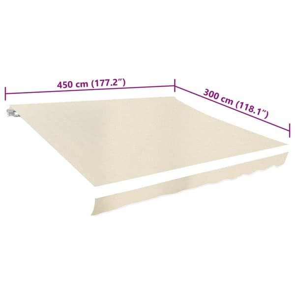 vidaXL Markiseduk 450x300 cm kremhvit