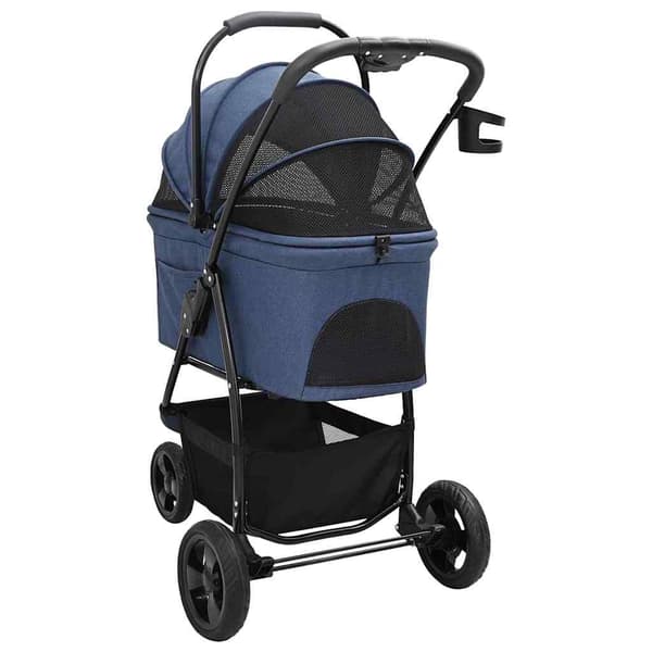 vidaXL Sammenleggbar kjæledyrvogn Blå 78 x 54 x 101 cm Polyester