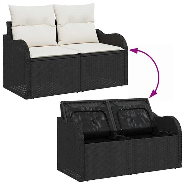 vidaXL Trädgårdsoffset med kudde med lagring 4 pcs Poly rattan