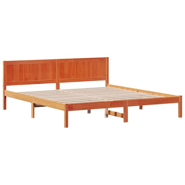 vidaXL Sängram Brun 200 x 200 cm Massivt tallträ