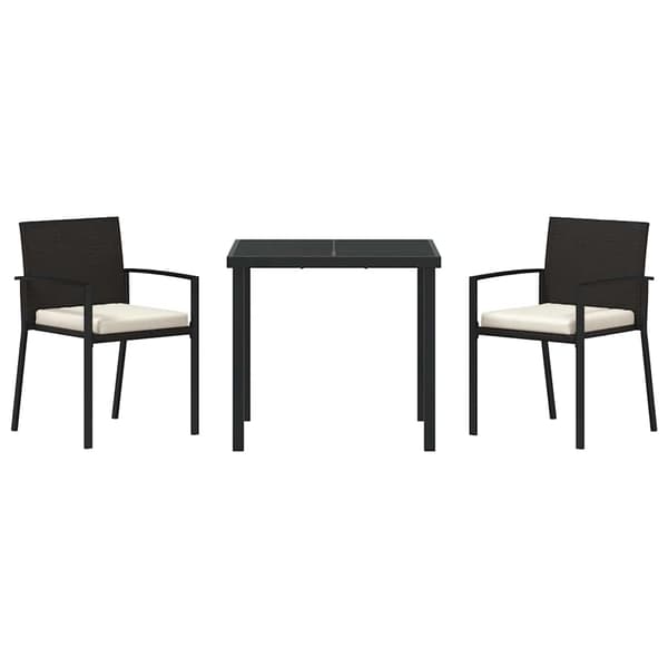 vidaXL Trädgårdsmöbelset 3 pcs Svart Pulverlackerat stål