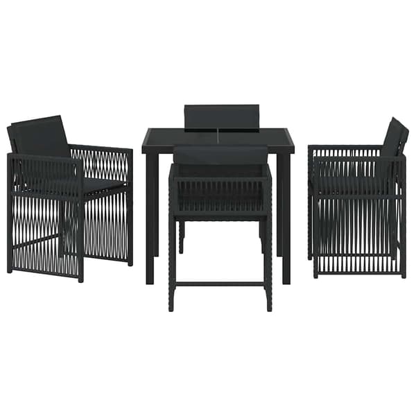 vidaXL Hage Spisegruppe 5 pcs Svart polyrotting