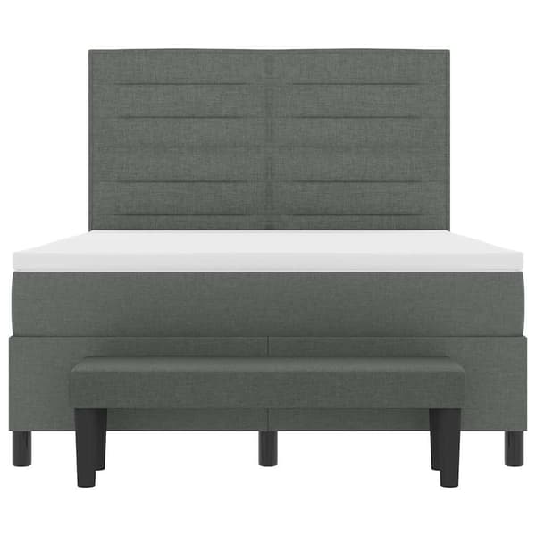 vidaXL Boxfjädersäng med madrass Mörkgrå 140 x 190 cm tyg