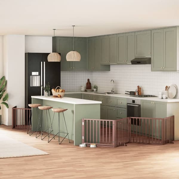 vidaXL Hundeport sammenleggbar 6 paneler brun 480 cm poppeltre