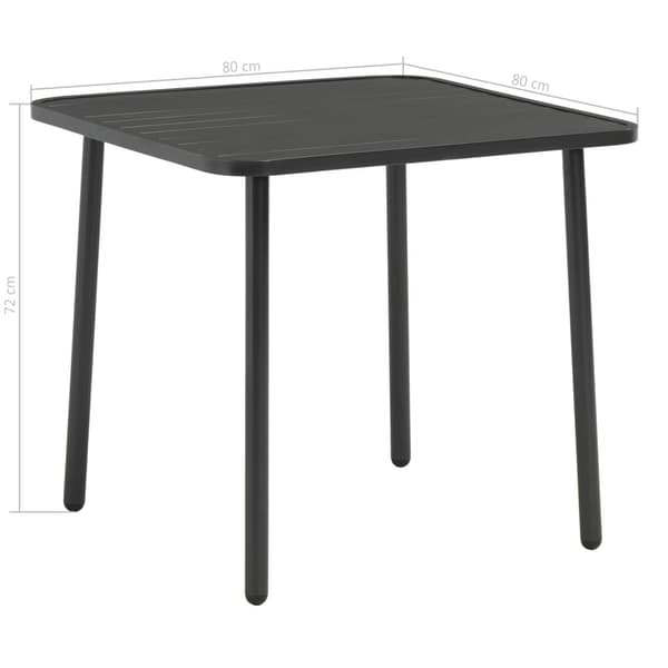 vidaXL Trädgårdsbord mörkgrå 80x80x72 cm stål