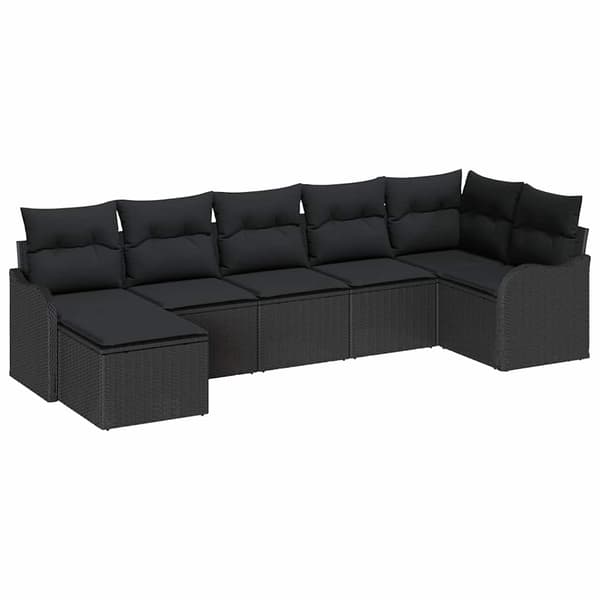 vidaXL Trädgårdsoffset 7 pcs Svart konstrotting