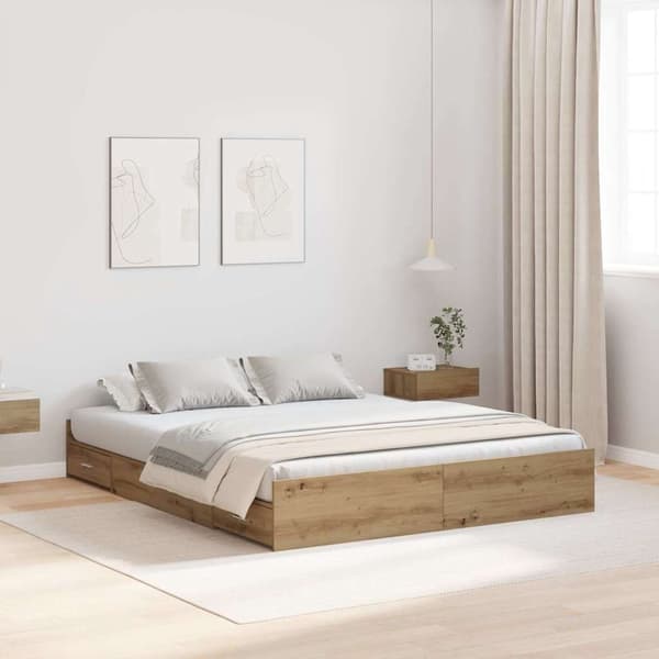 vidaXL Seng med lagring Artisan Eik 135 x 190 cm Konstruert tre