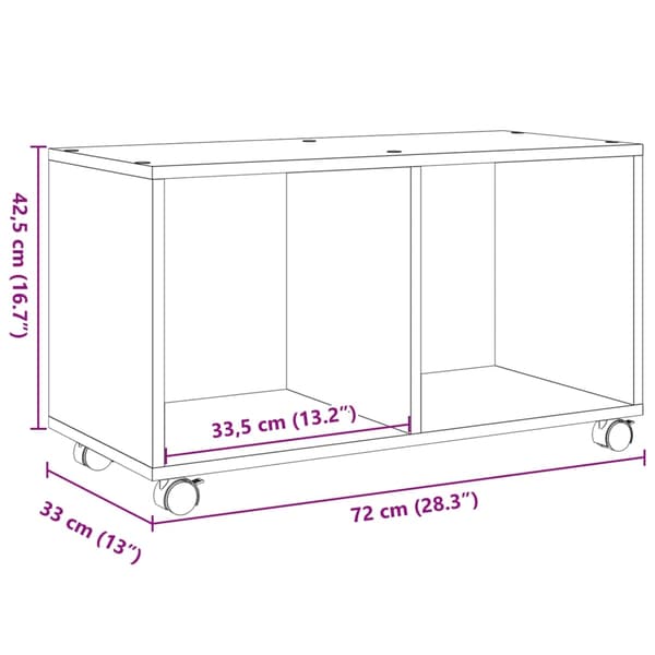 vidaXL Rulleskap sonoma eik 72x33x42,5 cm sponplate