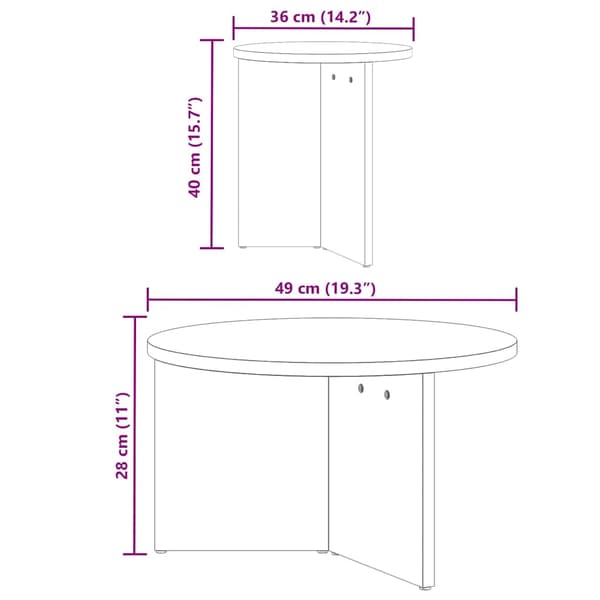 vidaXL Kaffebord 2 pcs Hvit Massivt furutre