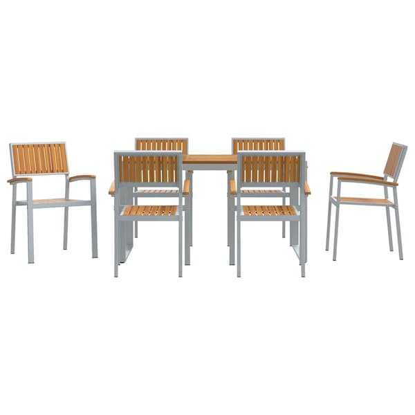 vidaXL Trädgårdsmöbelset 7 pcs Grå Massivt Akaciaträ