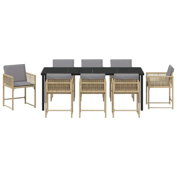 vidaXL Hage Spisegruppe 9 pcs Beige polyrotting