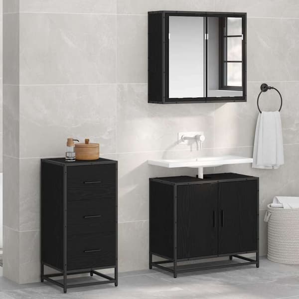 vidaXL Serviesskap Svart Eik 35,5 x 35 x 76 cm