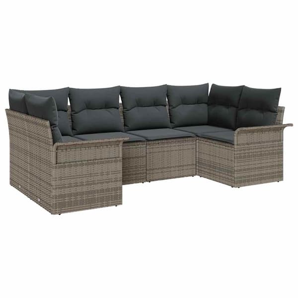 vidaXL Trädgårdsoffset med lagring 6 pcs Grå Poly rattan
