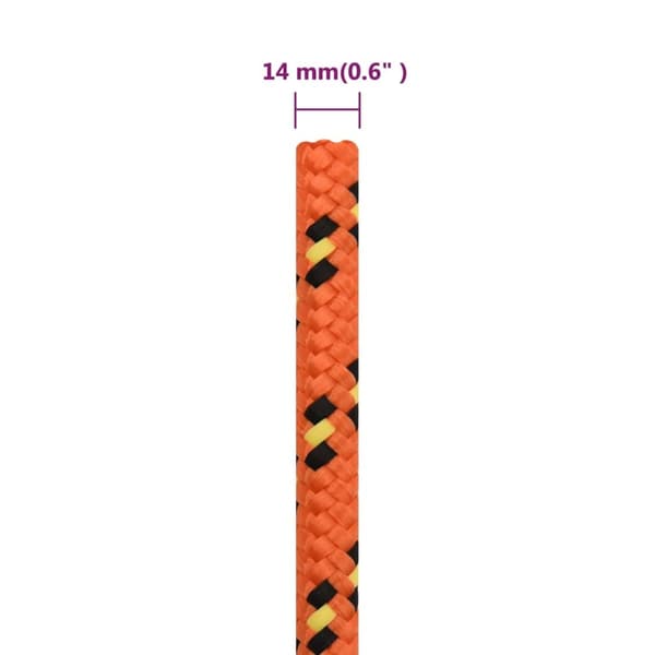 vidaXL Båtlina orange 14 mm 50 m polypropylen