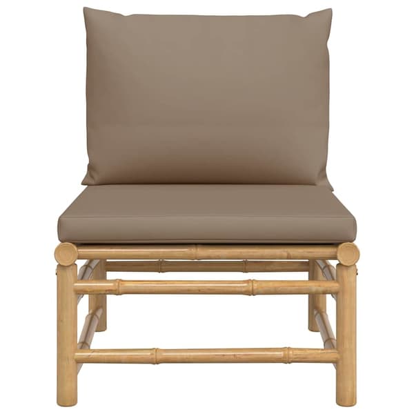 vidaXL Soffa mittdel för trädgården med taupe dynor bambu