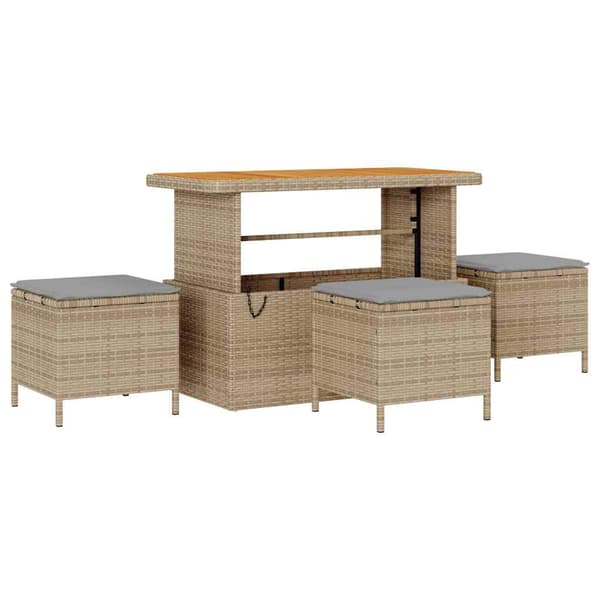 vidaXL Trädgårdsoffset med kudde 14 pcs Beige konstrotting