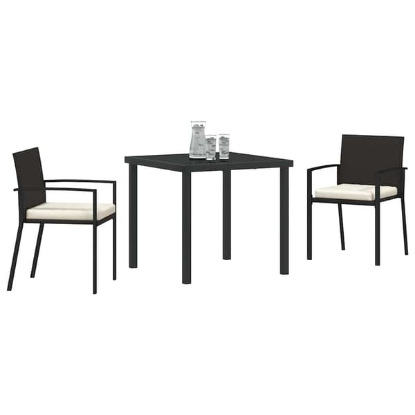 vidaXL Trädgårdsmöbelset 3 pcs Svart Pulverlackerat stål