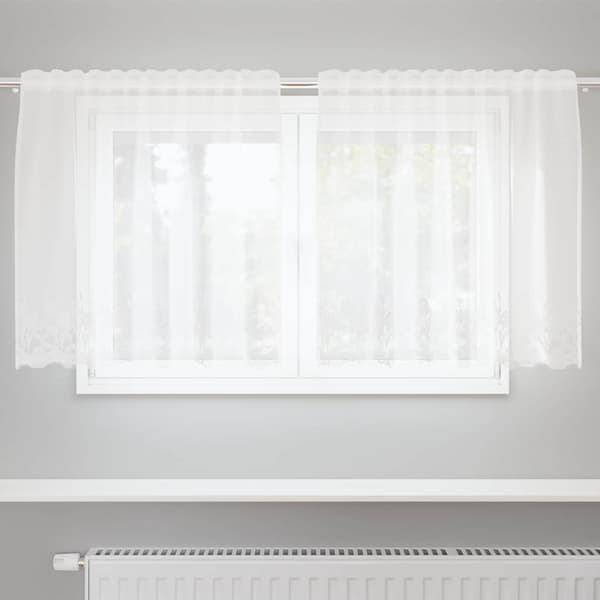 vidaXL Spetsgardin med gardiner Blommor Vit 100 x 150 cm Polyester