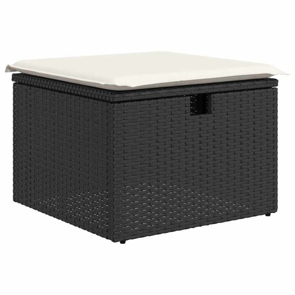 vidaXL Trädgårdsoffset med lagring 8 pcs Svart Poly rattan