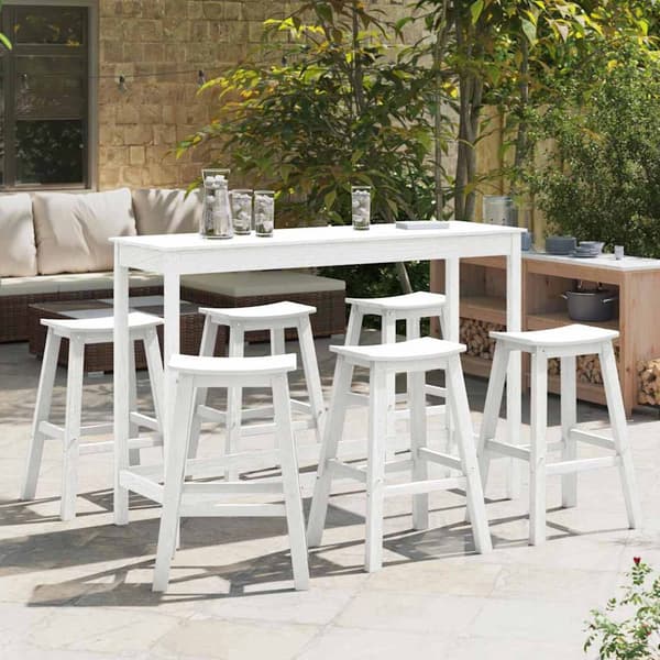 vidaXL Trädgårds Bar Set 6 pcs Vit HDPE