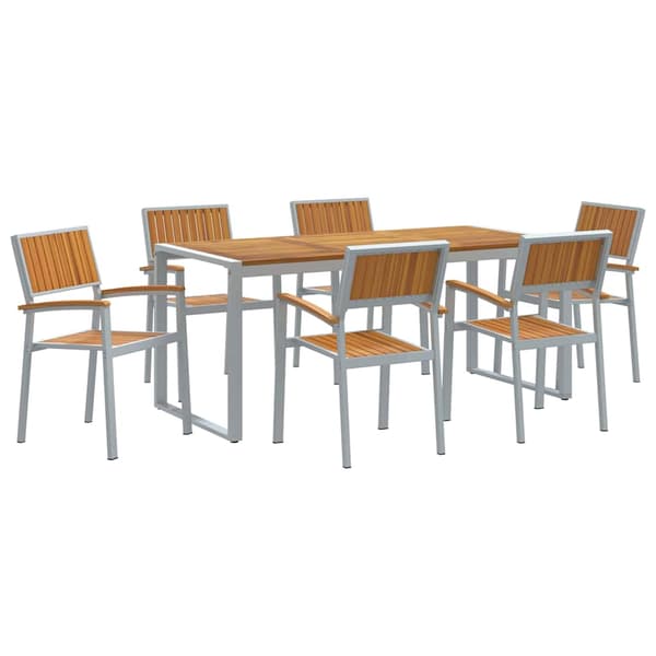vidaXL Hage Spisegruppe 7 pcs Grå Solid akasietre