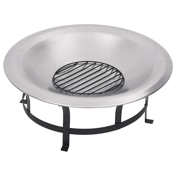 vidaXL Utendørs bålfat med grill rustfritt stål 76 cm