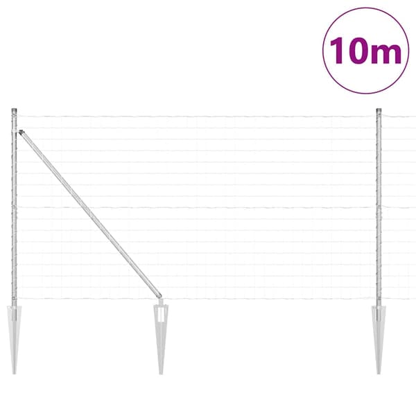 vidaXL Stängsel med stolpe Silver 1,2 x 10 m Stål