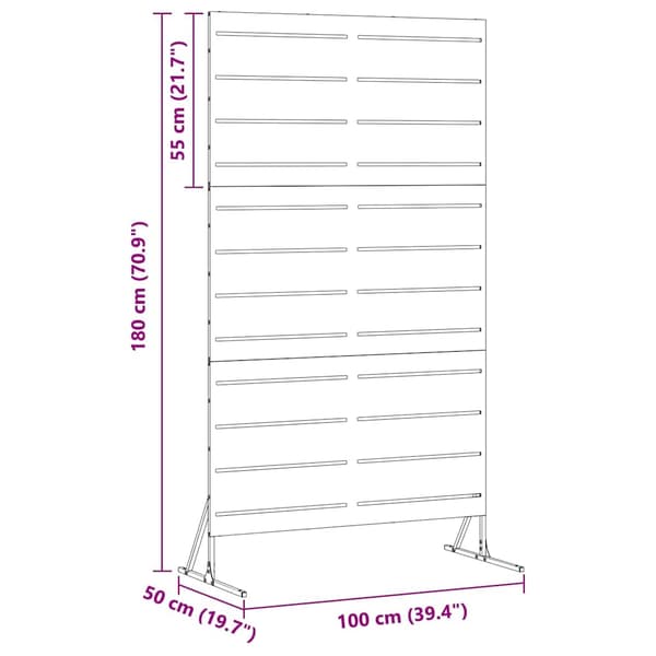 vidaXL Insynsskydd Vit 100 x 50 x 180 cm Stål