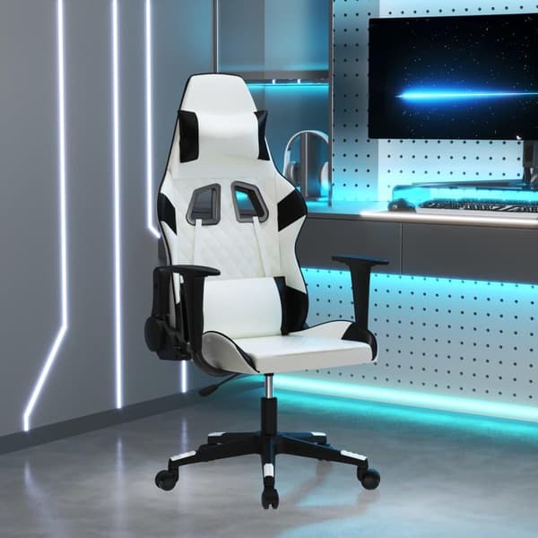 vidaXL Gamingstol vit och svart konstläder