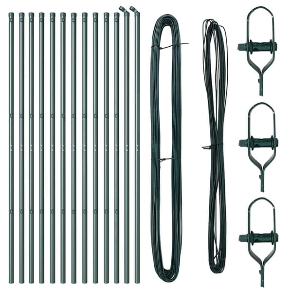 vidaXL Stängselstolpe 13 pcs Grön Stål