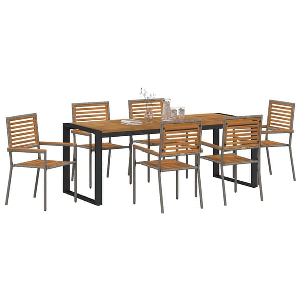 vidaXL Trädgårdsmöbelset 7 pcs Grå och Brun konstrotting