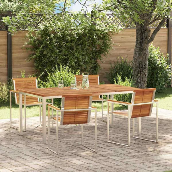 vidaXL Hage Spisegruppe 5 pcs Brun Solid akasietre