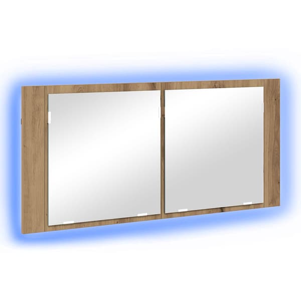 vidaXL LED Speilskap Artisan Eik 100 x 12 x 45 cm Konstruert tre