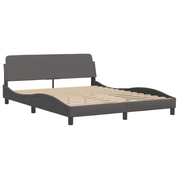 vidaXL Bed Frame with LED without Mattress "Zadar" Grey 160x200 cm