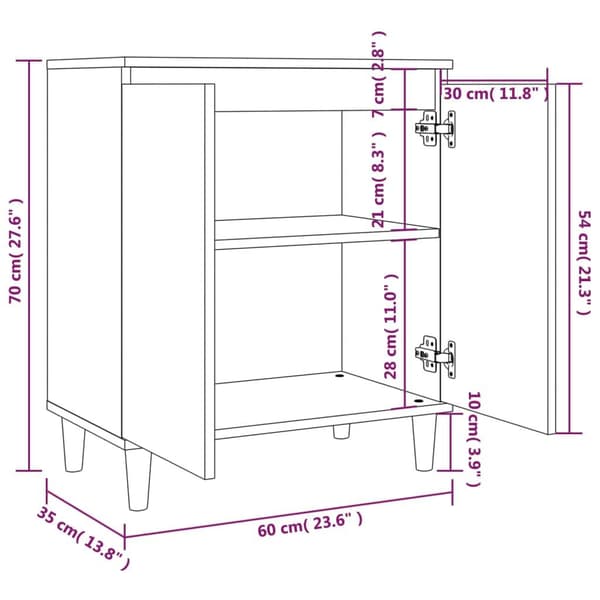 vidaXL Skjenk røkt eik 60x35x70 cm konstruert tre