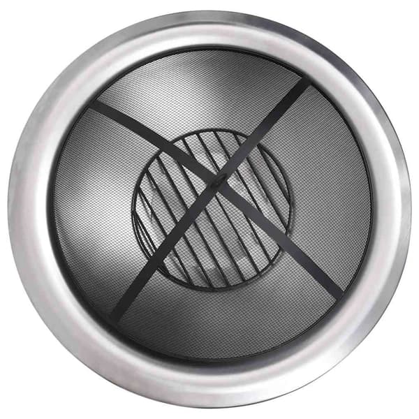 vidaXL Utendørs bålfat med grill rustfritt stål 76 cm