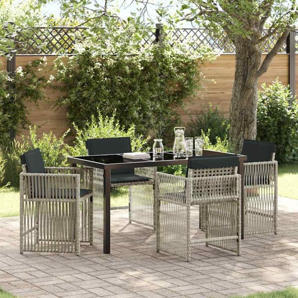 vidaXL Hage Spisegruppe 5 pcs Lysegrå polyrotting