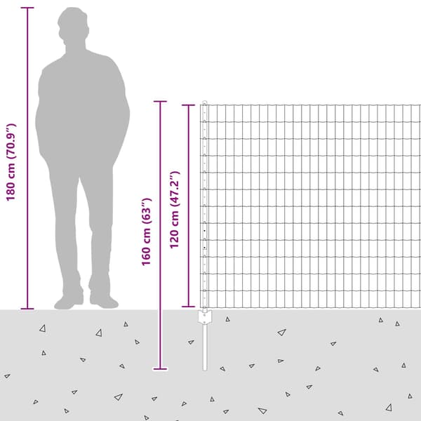 vidaXL Gjerde med stolpe sølv 1,2 x 25 m Stål