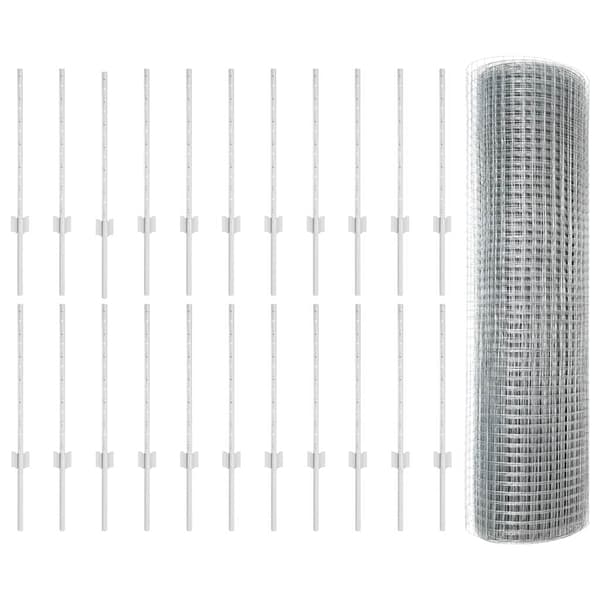 vidaXL Stängsel med stolpe Silver