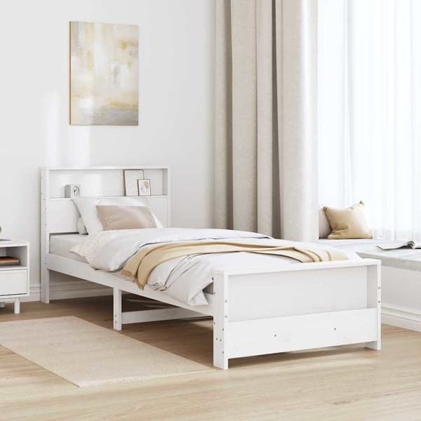 vidaXL Sengestamme med hodegjerde Hvit 100 x 200 cm Konstruert tre