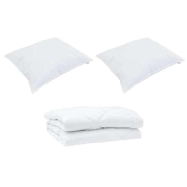 vidaXL Duntäcke med kudde 3 pcs Vit Mikrofiber