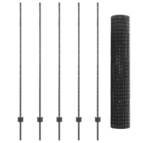 vidaXL Gjerde med stolpe Grå 1,6 x 10 m Stål og PVC