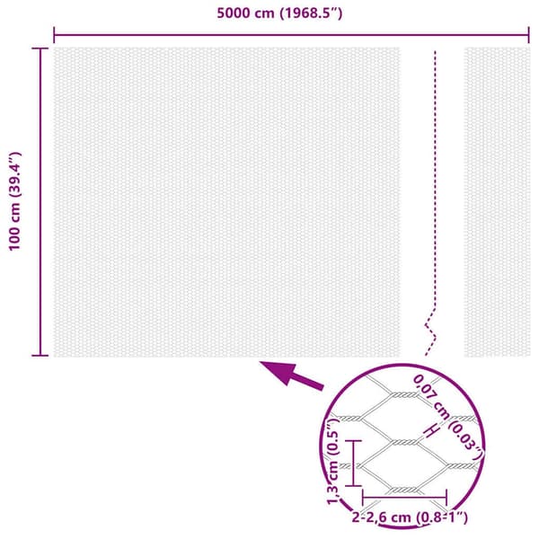 vidaXL Sekskantet gjerde Grå 1 x 50 m PVC