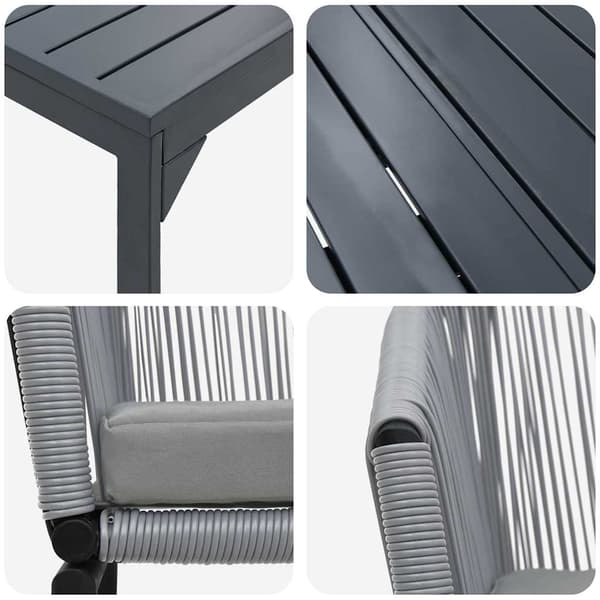 vidaXL Trädgårdsmöbelset 7 pcs Grå konstrotting