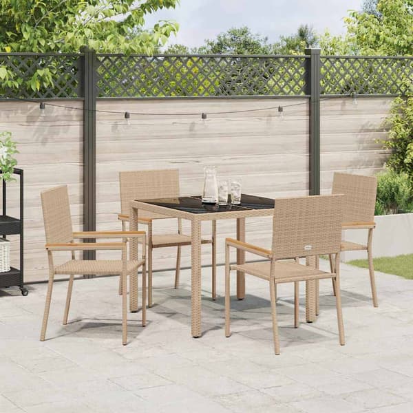 vidaXL Trädgårdsmöbelset 5 pcs Beige konstrotting