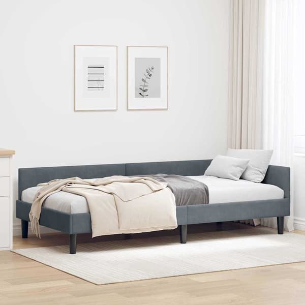 vidaXL Sängram Mörkgrå 80 x 200 cm Sammet och konstruerat trä