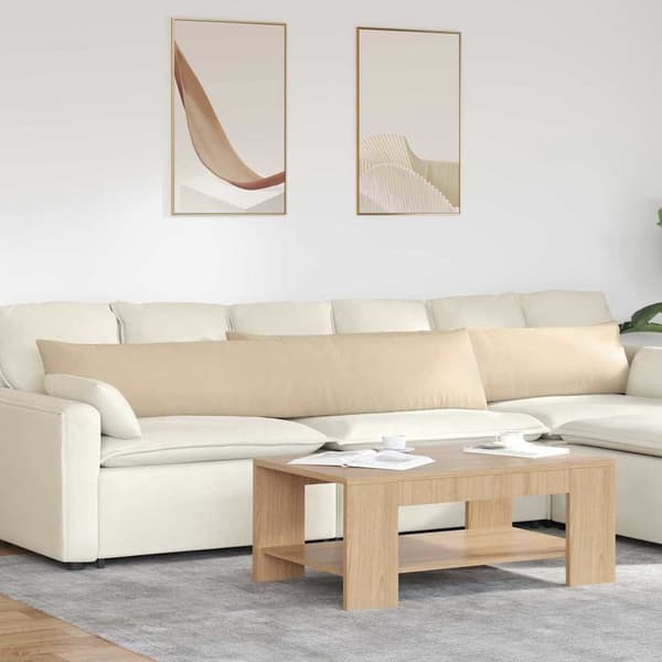 vidaXL Soffkuddar 2 st Kräm 200 x 40 cm tyg