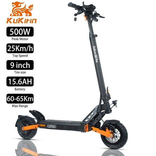 Kukirin G2 Pro VMP 9'' Elscooter för vuxna, 500W motor, 48V, 15.6AH batteri, 25 km/h